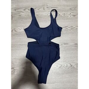 Aerie Navy Blue Cutout One Piece Swimsuit High Cut Leg Size Small Women's Summer